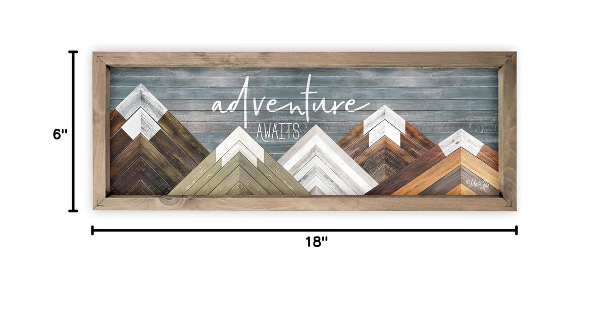 Adventure Awaits Framed Sign Rustic Style Wall Decor 6x18 - MRC Wood Products Official Imagery - 7