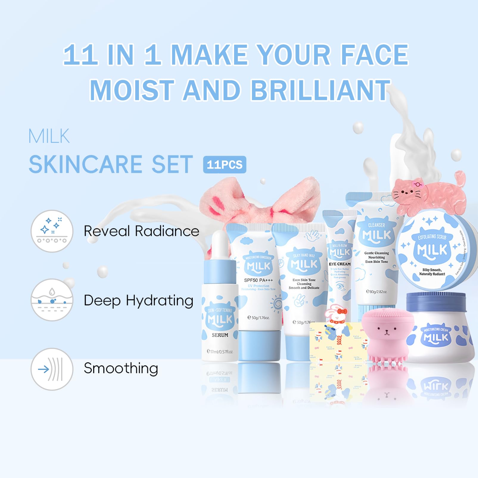 11 In 1 Milk Skincare Set for Women &amp; Teens, Travel Skincare - MrCuvaryas