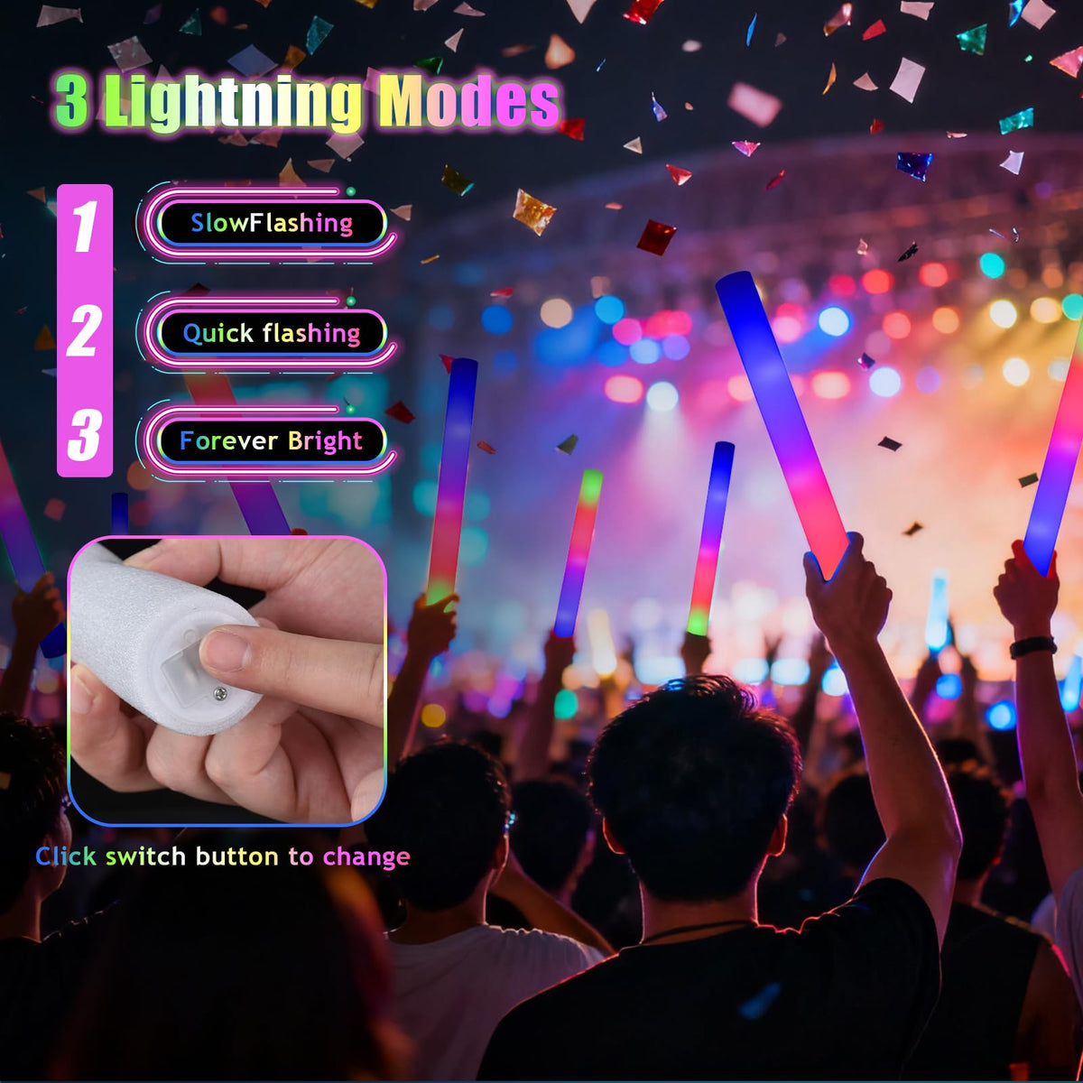 30pcs Foam Light up Sticks Bulk Glow in the Dark Party - Blu7ive Official Imagery - 5