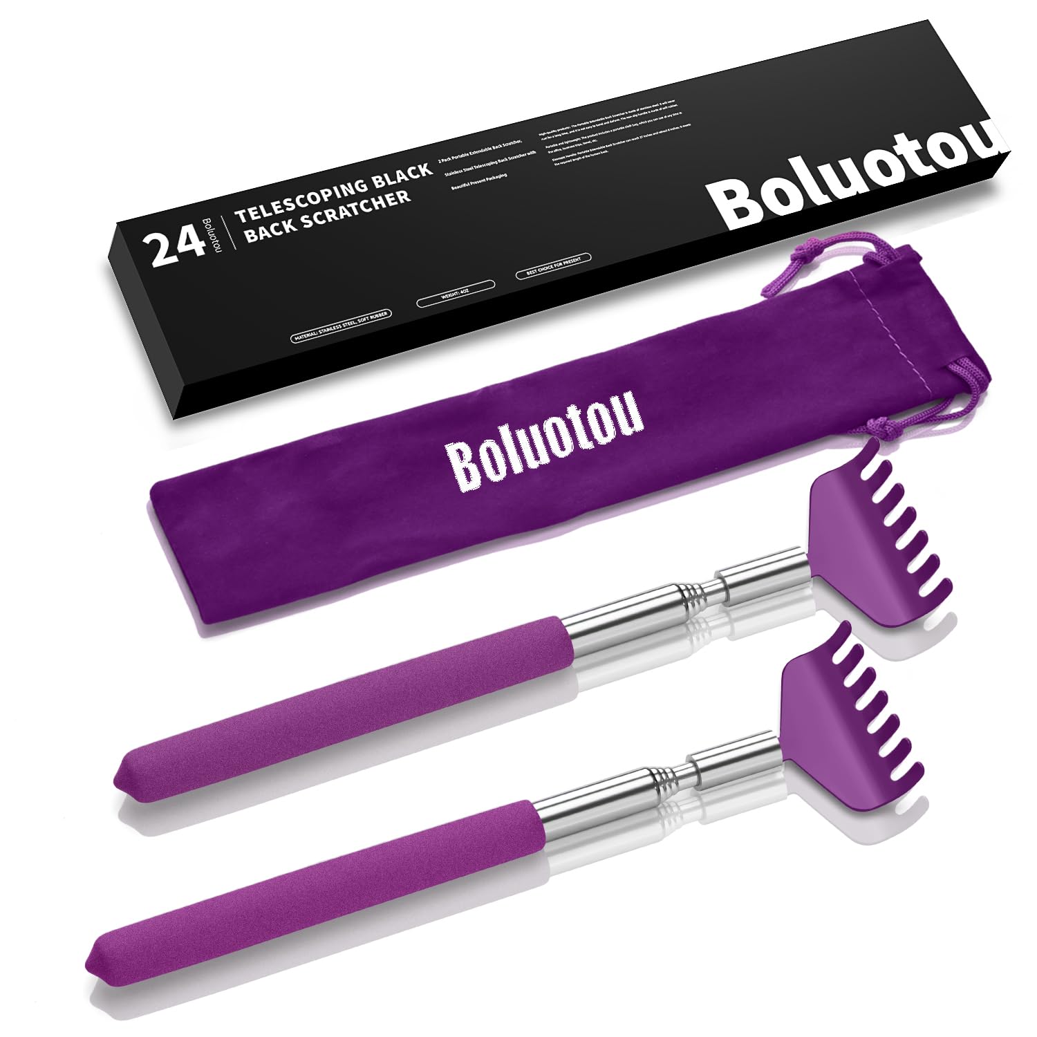 Kuvvfe 2 Pack Extendable Back Scratcher, Stainless Steel Telescoping S - View 10