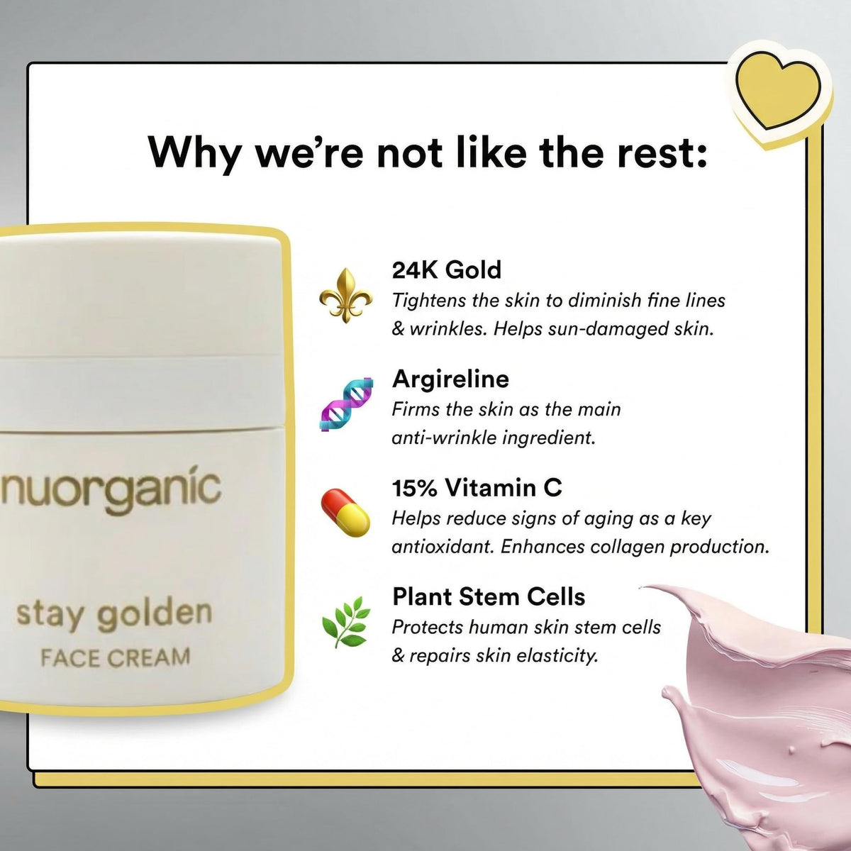 24k Gold Firming Face Cream Tightening Moisturizer for Face - NuOrganic Cosmetics Official Imagery - 5