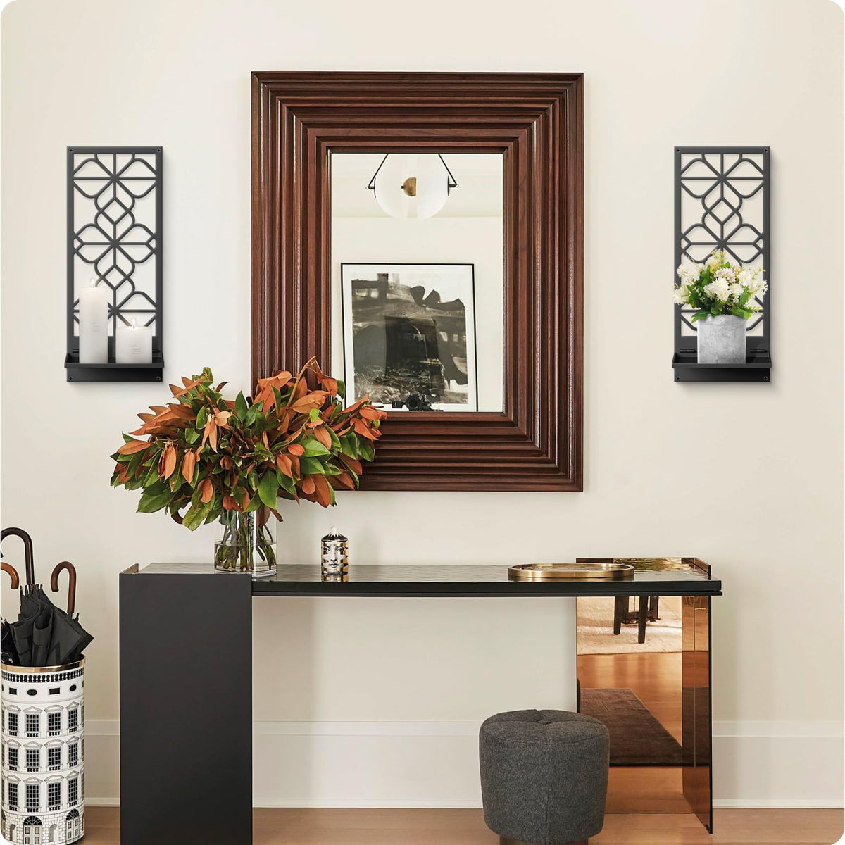 Black Metal Wall Art Set of 2 Wall Candle Holder - Sokurdeg Official Imagery - 8