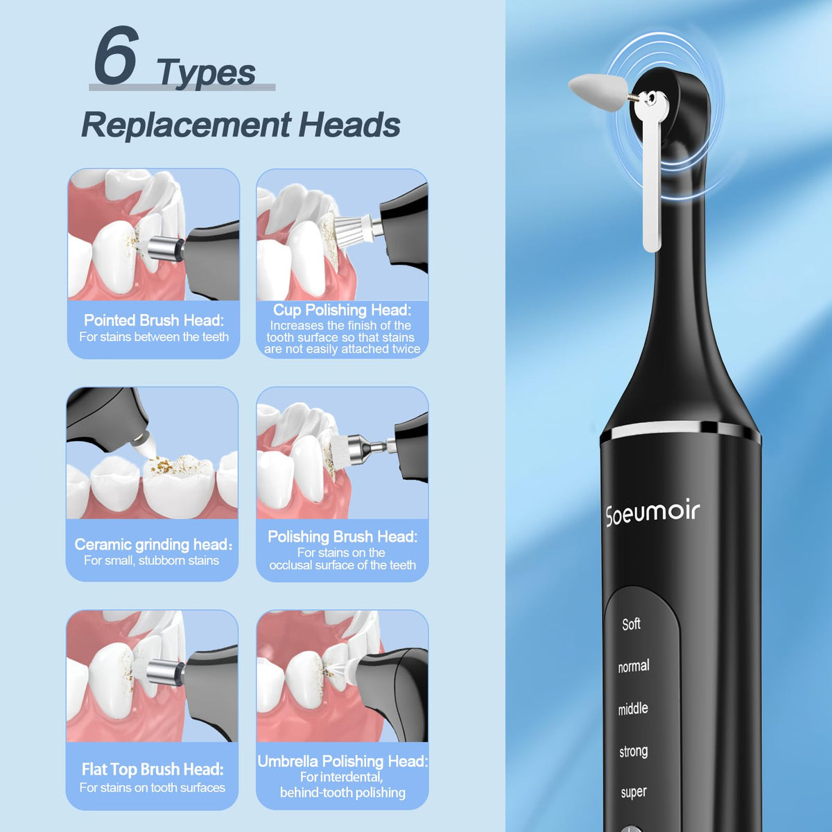 Tooth Polisher Rechargeable Tooth Whitening Kit for Teeth - Soeumoir Official Imagery - 5