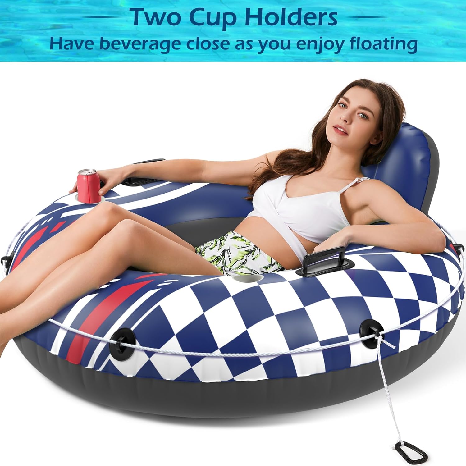 Jasonwell inflatable river tube float with heavy-duty design, ideal for river and pool use, in vibrant colors.