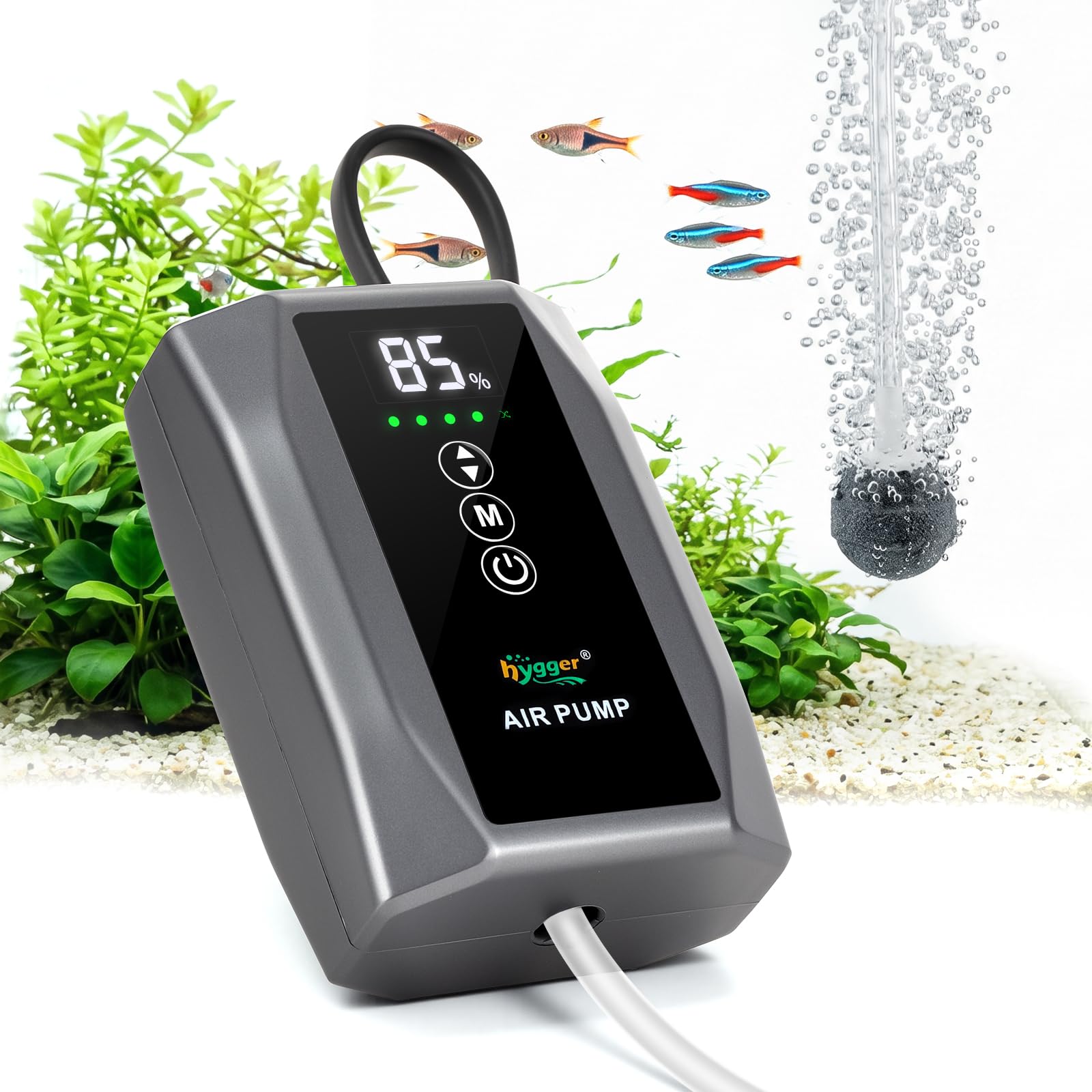 hygger Battery Powered Aquarium Air Pump up to 150 Gal with Digit - hygger Official Product View 9