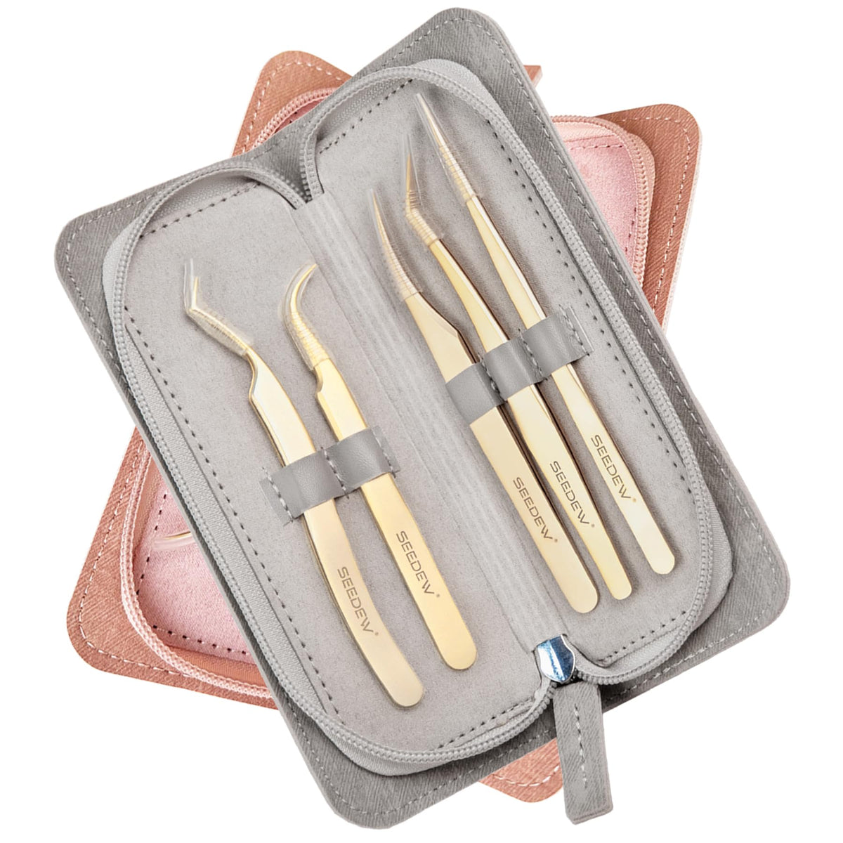 Lash Tweezers Set 5 Stainless Steel Golden Tweezers 1 - Seedew Official Imagery - 1