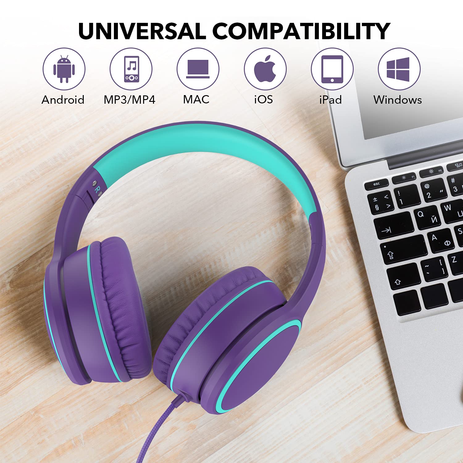 RORSOU R10 Over-Ear Headphones with Microphone, Lightweight Foldi - RORSOU Official Product View 6