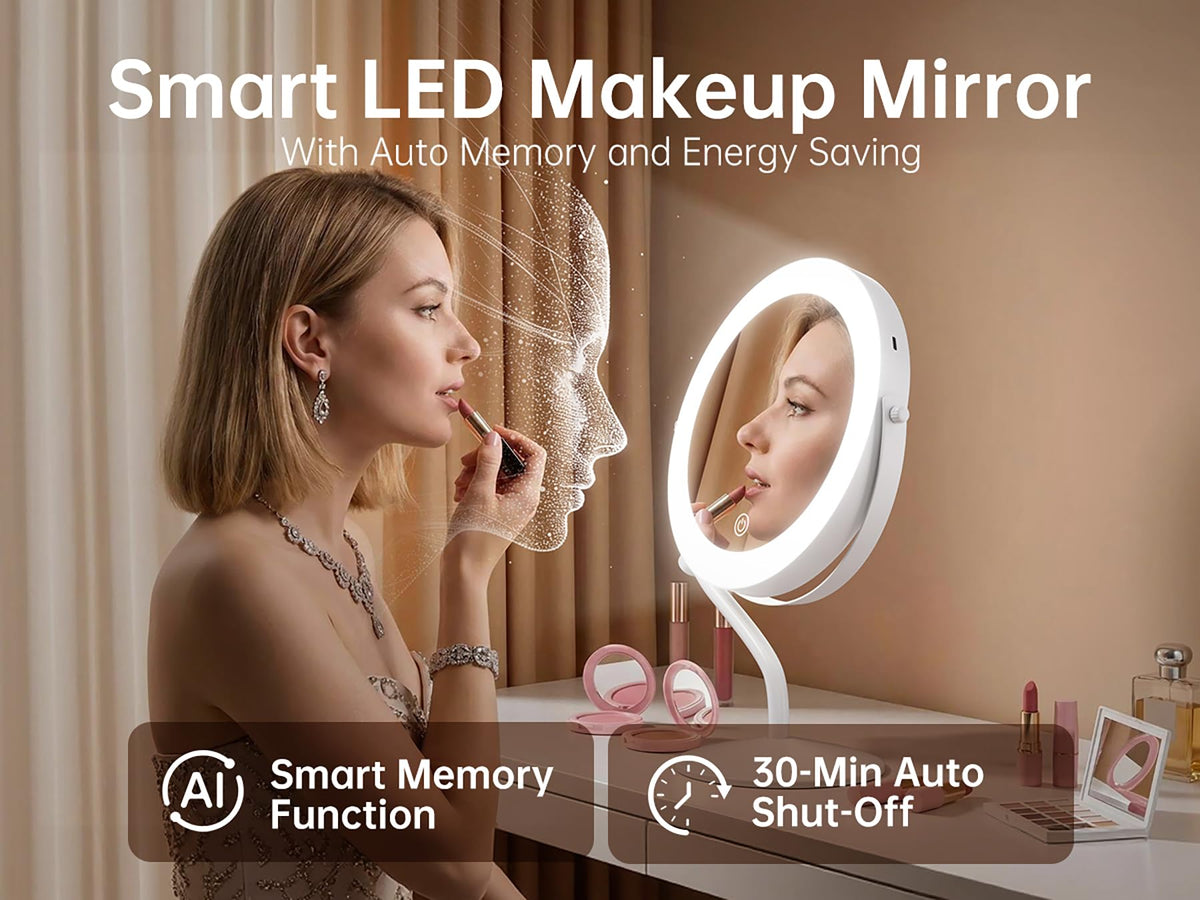 11 8 Makeup Mirror Rechargeable Vanity Mirror with 3 Lights - DEXHOM Official Imagery - 7
