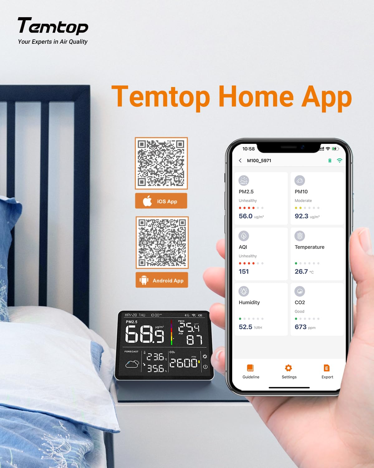 Temtop M100 8-in-1 Wi-Fi Air Quality Monitor