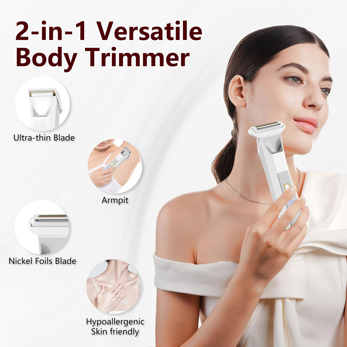 Women s 2 in 1 Bikini Trimmer Dual Head Body Shaver - Bomic Official Imagery - 3