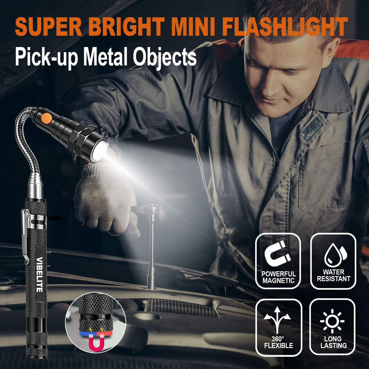 VIBELITE Magnetic Pickup Tool 6 in 1 Multitool Pen 2 Pack - VIBELITE Official Imagery - 7