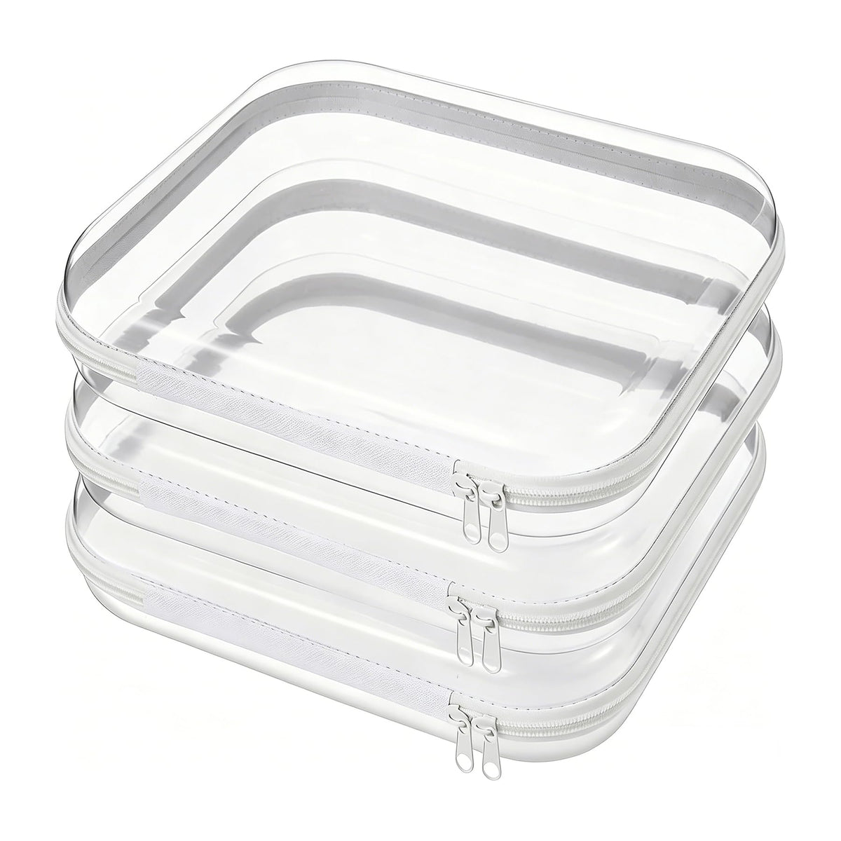 Clear Hard Shell Zipper Case Transparent Cosmetic Bag - JJYYC Official Imagery - 1