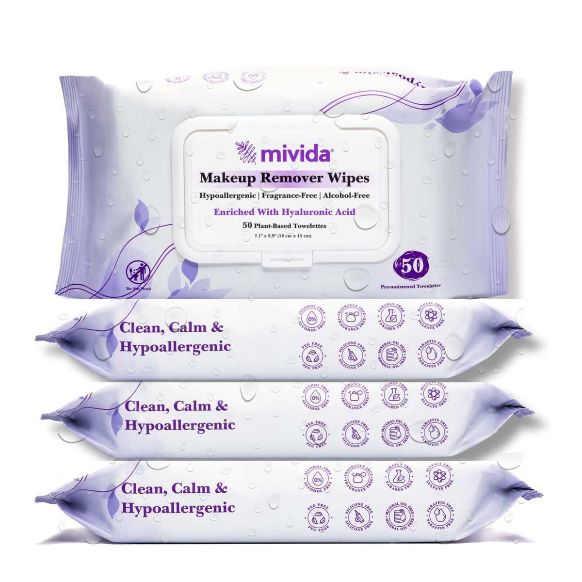 mivida Hypoallergenic Makeup Remover Wipes Bulk with - mivida Official Imagery - 2