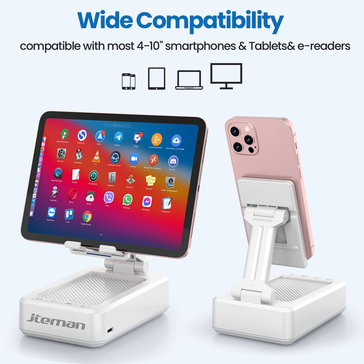 JTEMAN Cell Phone Stand with Bluetooth Speaker Gifts for Men - JTEMAN Official Imagery - 5
