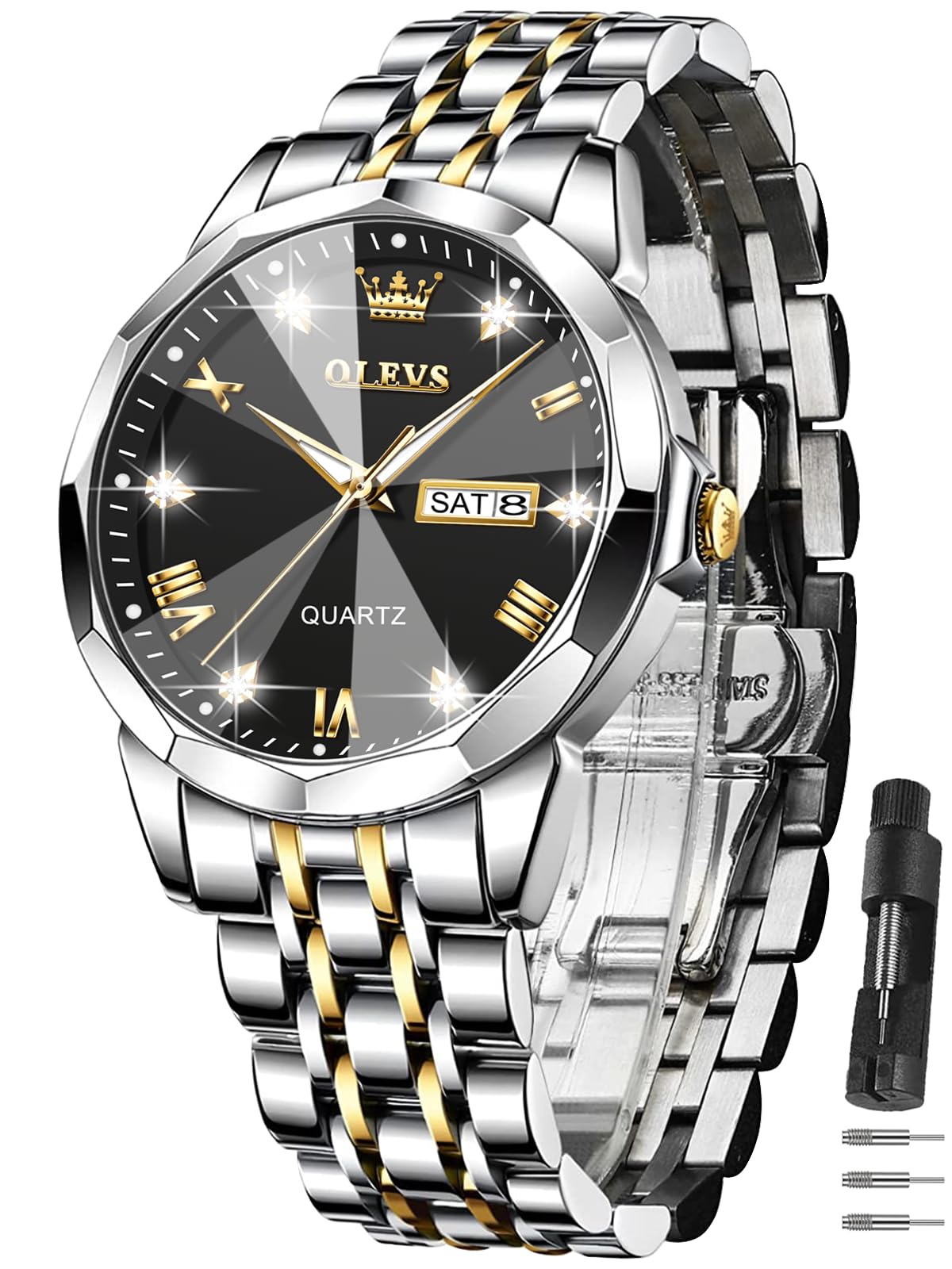 OLEVS Watches for Men Luxury Stainless Steel 30M Waterproof Quartz Dre - View 9