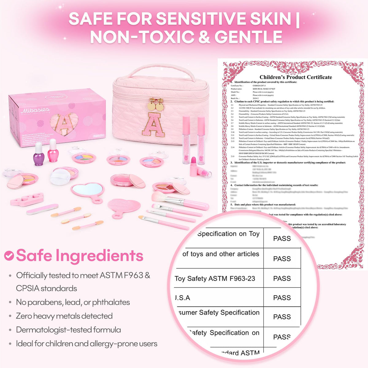 Kids Washable Makeup Set for Girls 29Pcs Real Make Up Toys - mibasies Official Imagery - 5