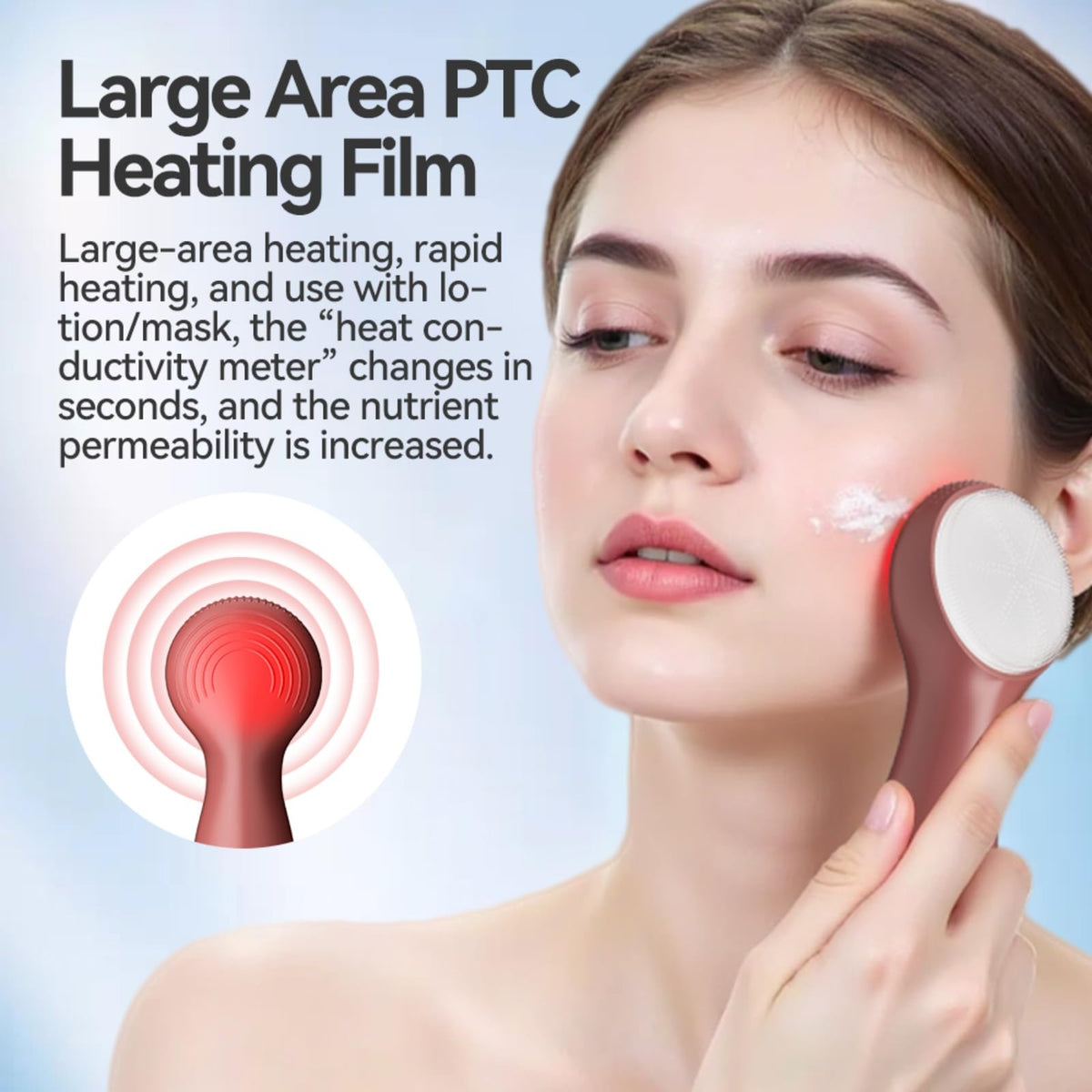 Colorful LED Silicone Face Brush Sonic Vibration Heat - Yi Dong Official Imagery - 8