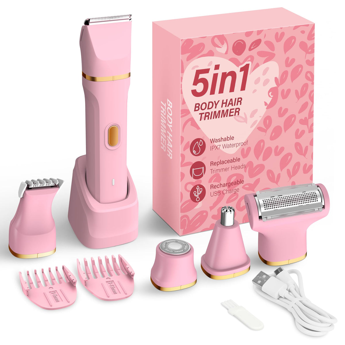 KINGTEE 5 in 1 Electric Bikini Trimmer for Women IPX7 - KINGTEE Official Imagery - 1