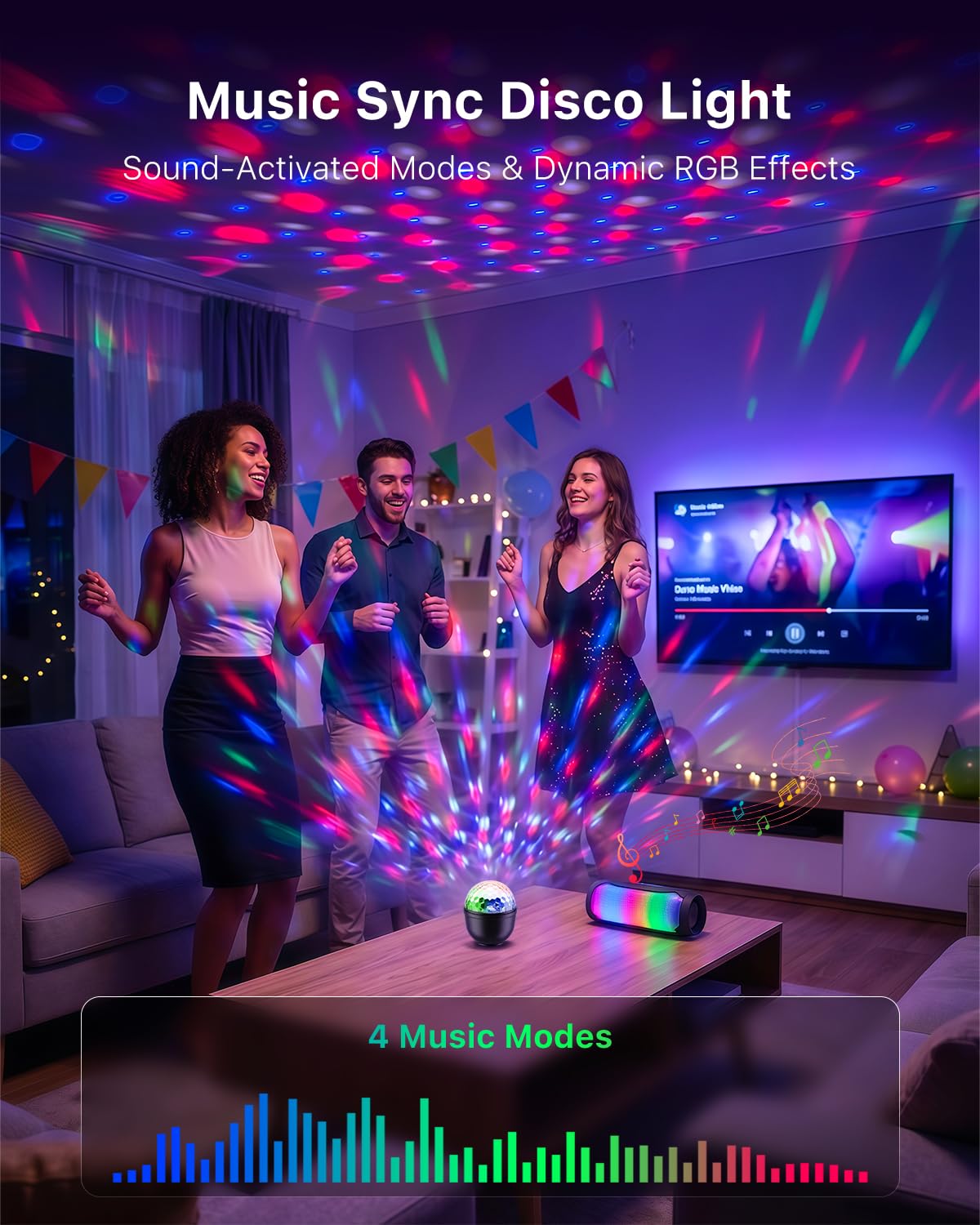 2 Pack Cupcake RGB Disco Ball Lights for Party Ambient Night - FALOVE Official Imagery - 7