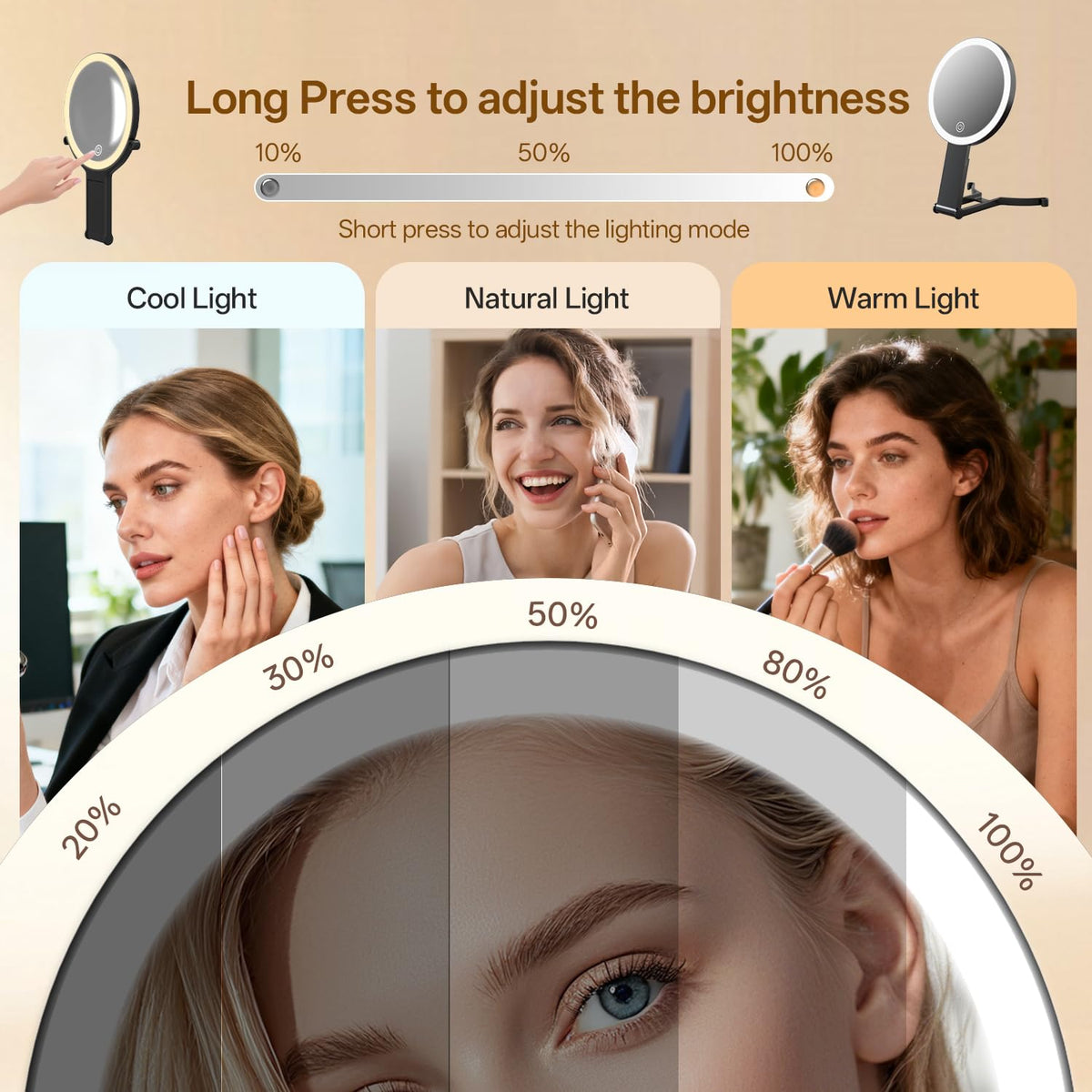 Travel Magnifying Makeup Mirror with Lights Double Sided 30X - CC Mirrors Official Imagery - 5