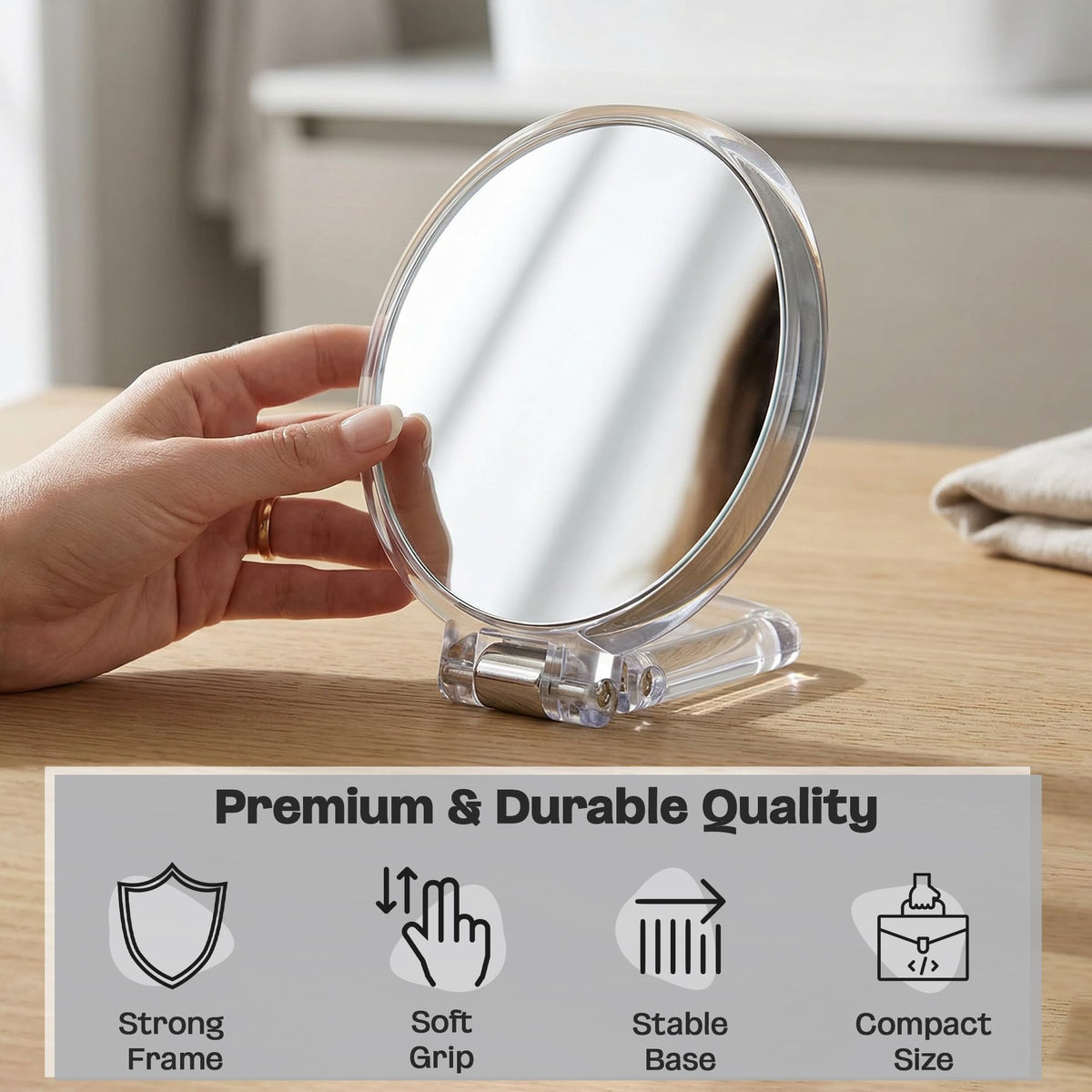 Danielle Magnification Folding Makeup Mirror 15X Acrylic - DC DANIELLE Official Imagery - 6