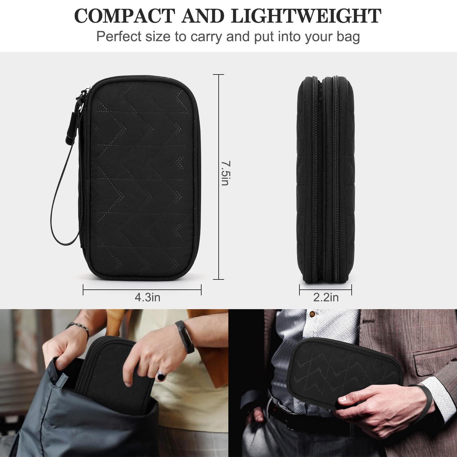 FYY Electronic Organizer, Travel Tech Pouch, Cable Organizer Black Qui - View 2