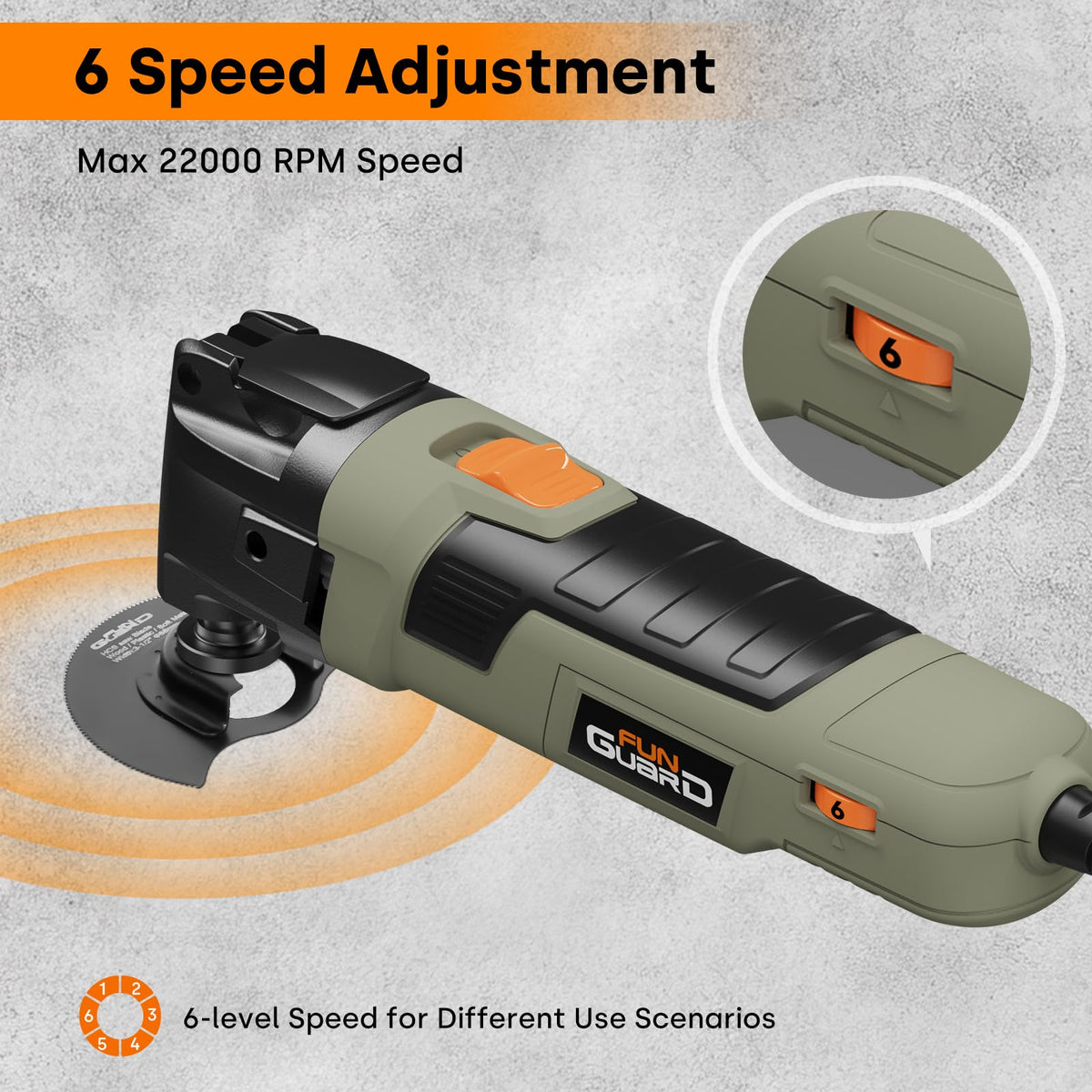 Oscillating Tool 300W 6 Speed 30 Piece Accessory Kit - Funguard Official Imagery - 3