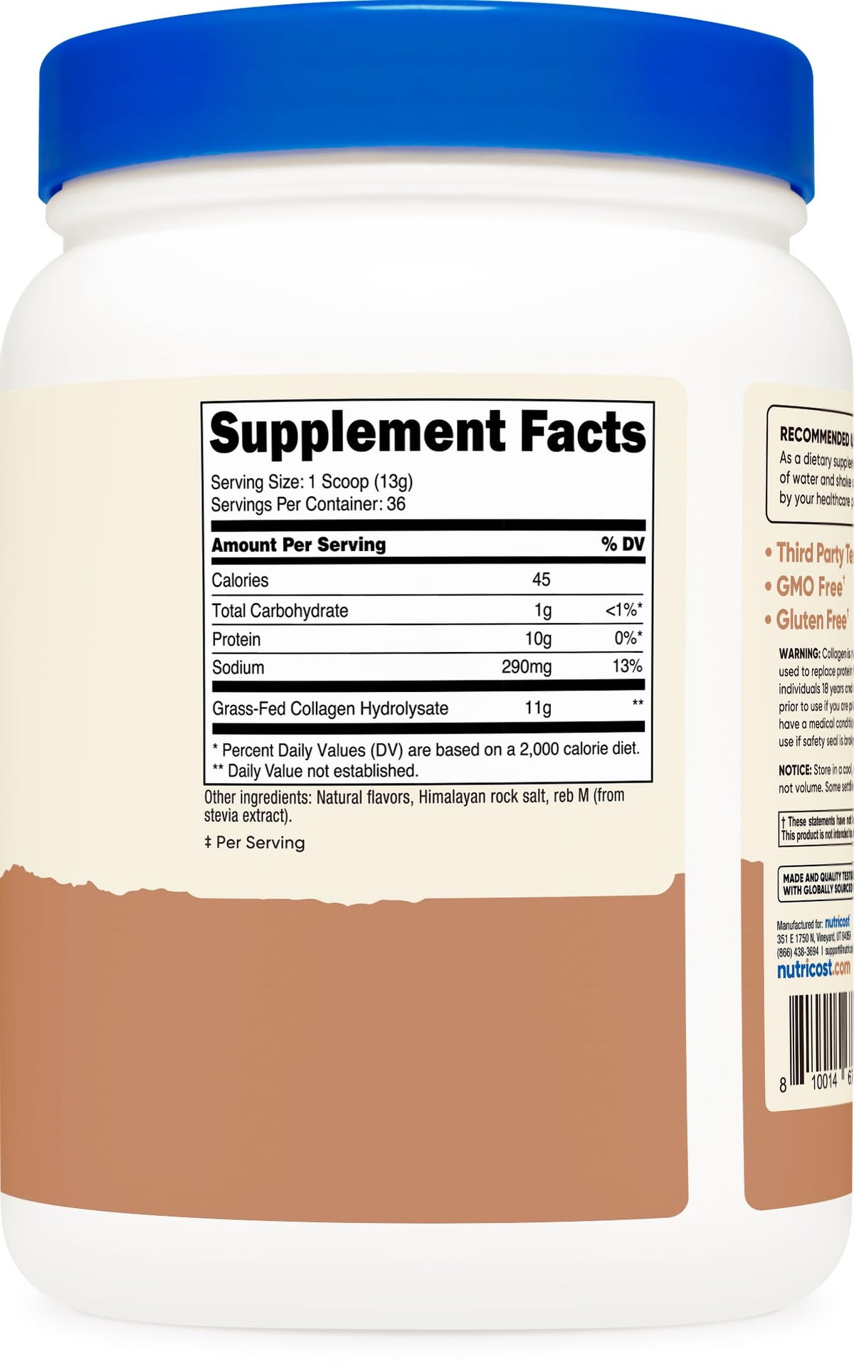 Nutricost Collagen Peptides Powder 1LB Salted Caramel - Nutricost Official Imagery - 6