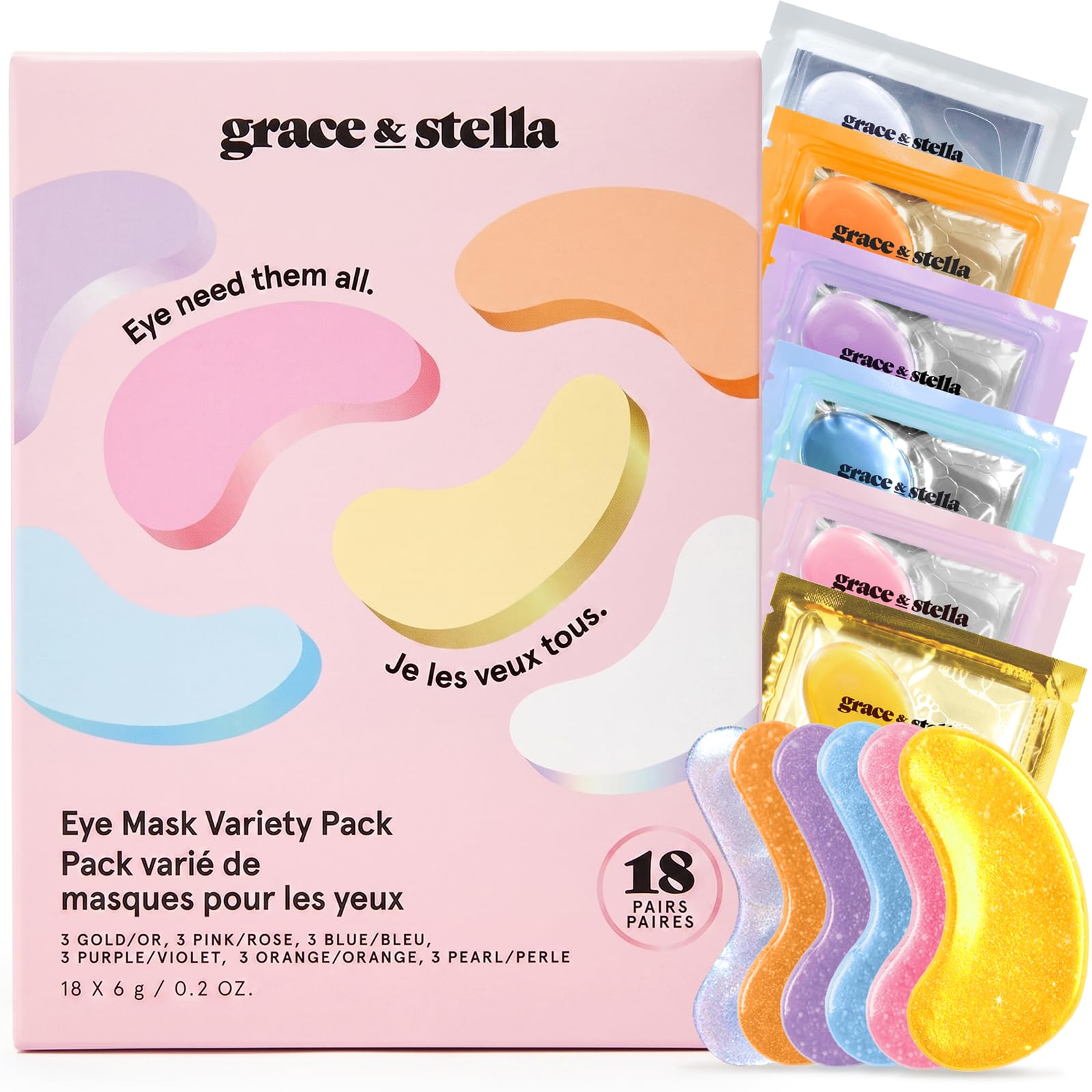 grace & stella Under Eye Patches Variety Pack - With 6 Colors - grace & stella Official Product View 2