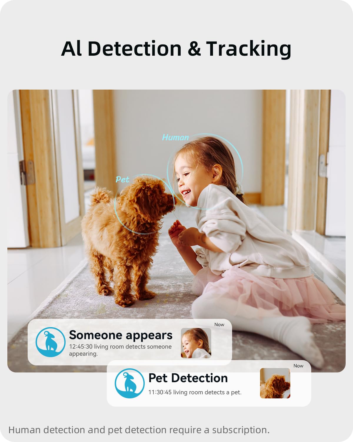 blurams 2K security camera with 360-degree view, IR night vision, smart motion tracking, two-way audio, and home security features