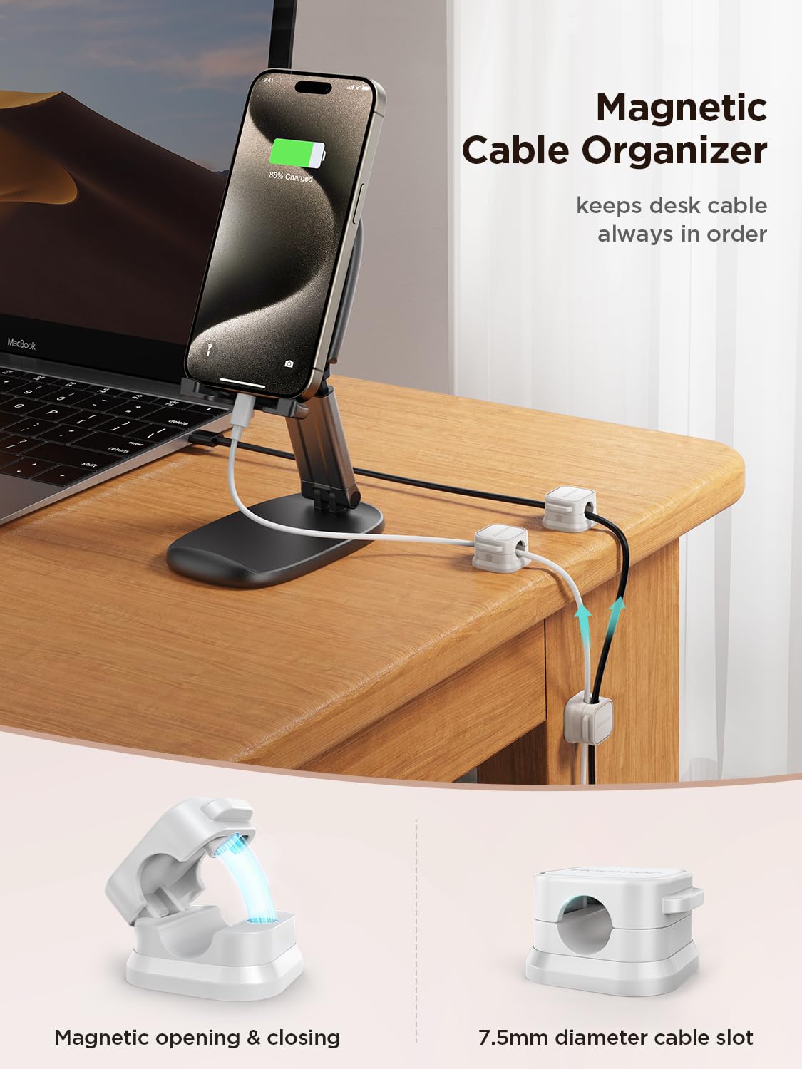 JOYROOM 9 Pack Magnetic Cable Clips, Cord Organizer Adhesive Wire by JOYROOM - Angle View 3