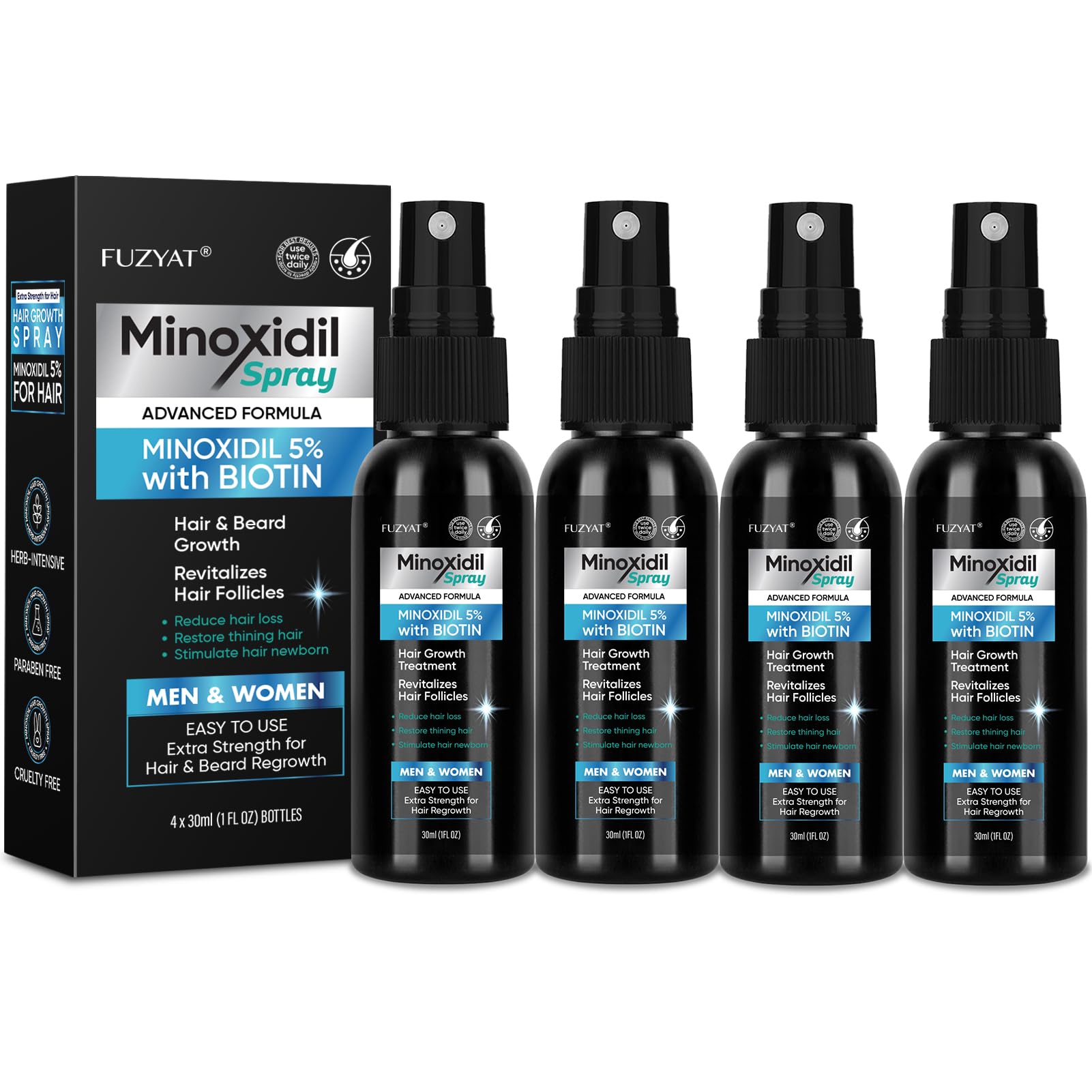 FUZYAT 5% Minoxidil Beard and Hair, Minoxidil Hair Growth Spray with Biotin & - FUZYAT Official Product View 9