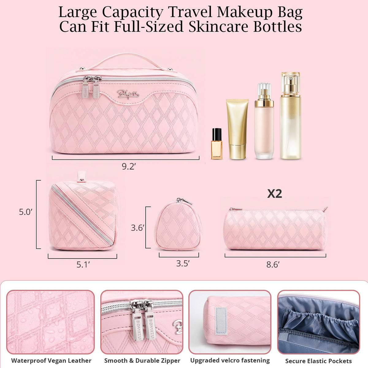 BOYATU Travel Makeup Bag Organizer 3 Pcs Cosmetic Bag Set - BOYATU Official Imagery - 6