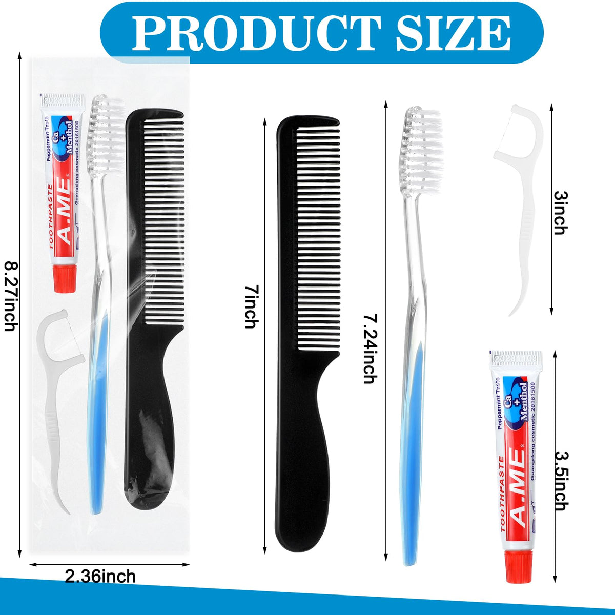Newtay 50 Sets Disposable Toothbrush Floss Comb Kits - Newtay Official Imagery - 3