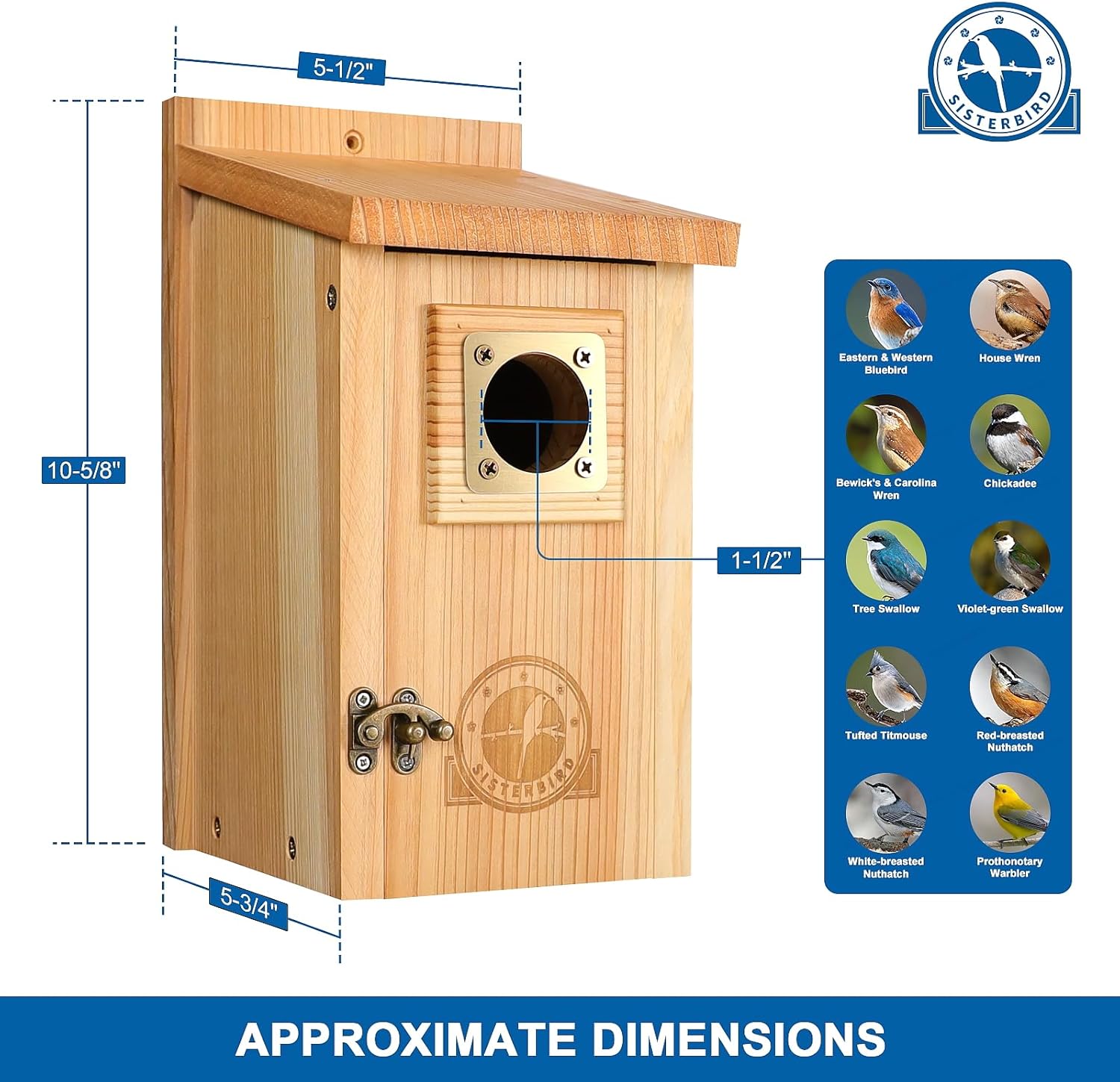 Two cedar outdoor bird houses with copper guards, designed for outdoor use, by SISTERBIRD.