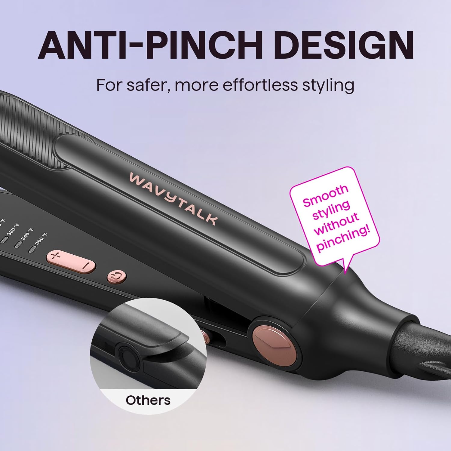 Wavytalk small flat iron for short hair, pencil-style flat iron for pixie cuts and bangs, compact hair styling tool