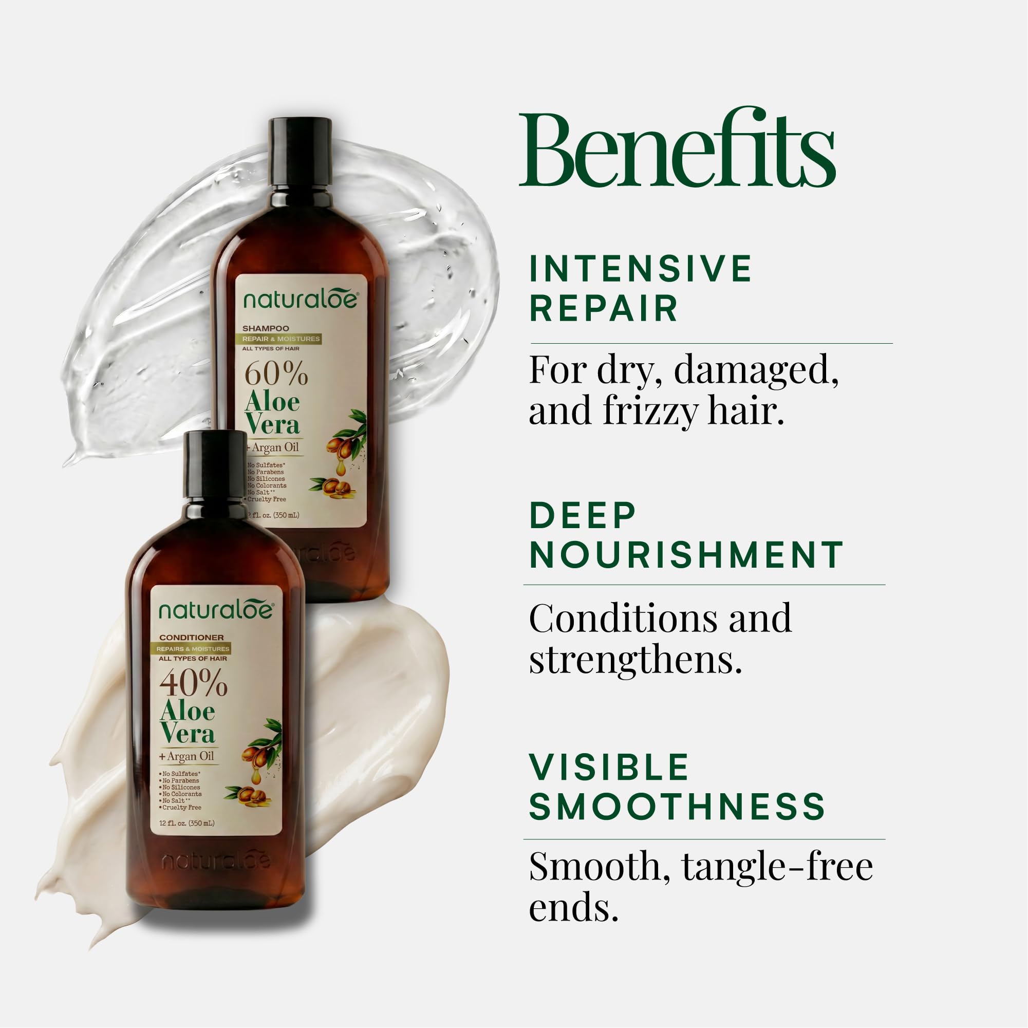 Naturaloe Repairs & Moistures Shampoo + Conditioner - 100% Vegan Formula - Naturaloe Official Product View 3