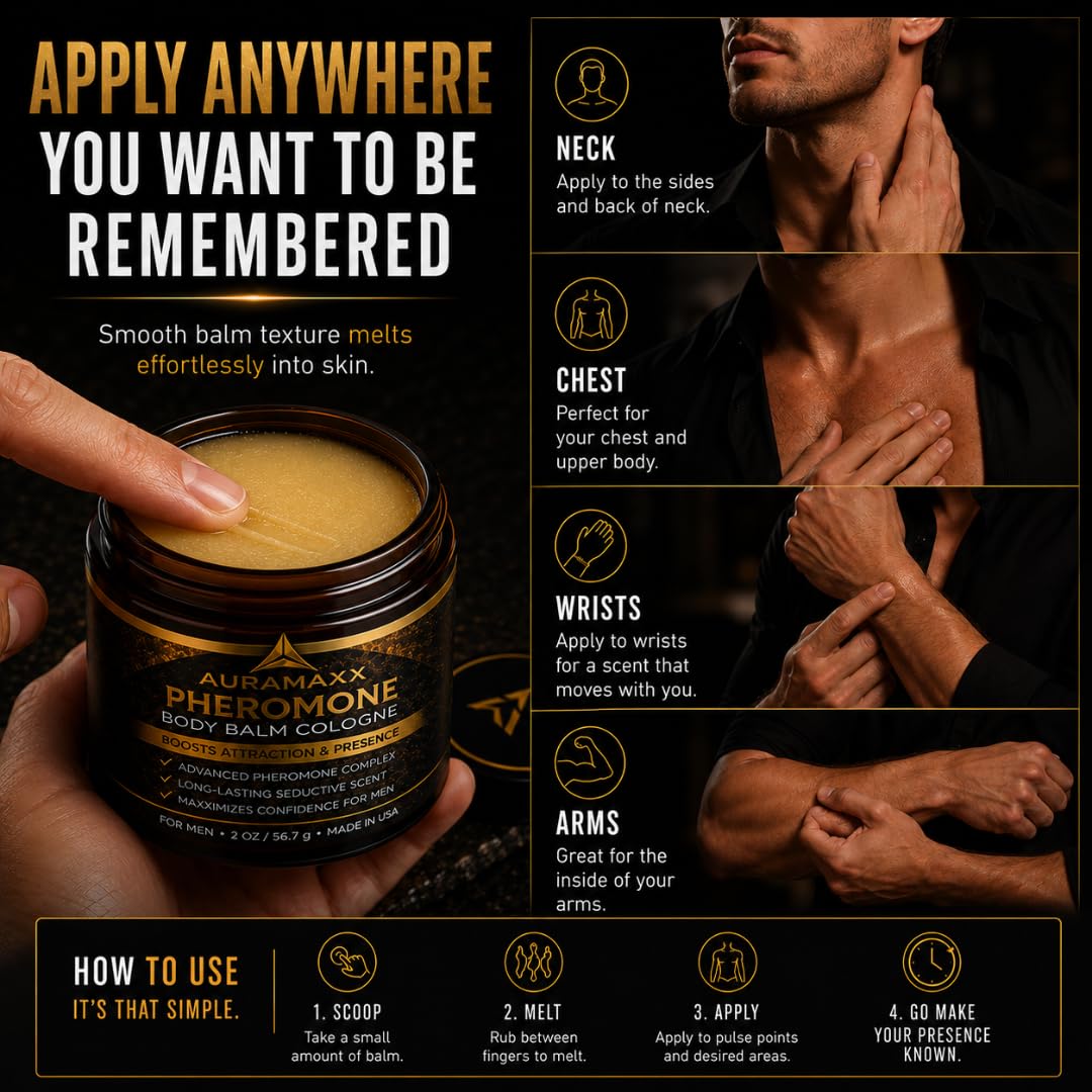 Pheromone Body Balm Cologne for Men Long Lasting Masculine - AuraMaxx Official Product Imagery - 6