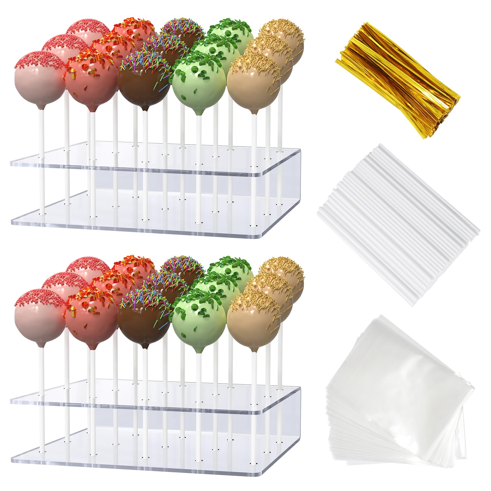 2 Pack Cake Pop Stand with Sticks Kit, Acrylic Lollipop Hold - Product Imagery