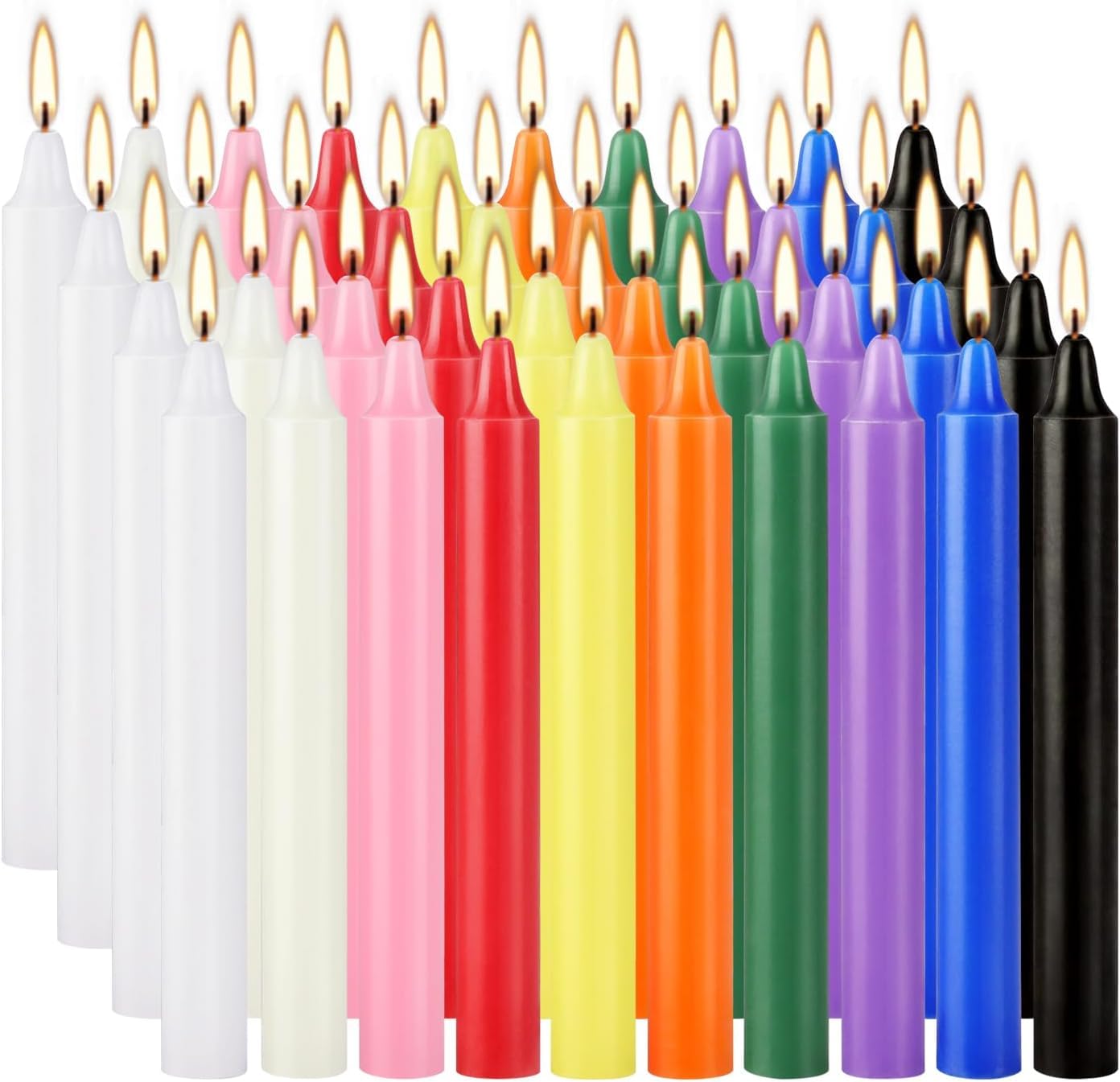 YOROXRG 40 Pack Spell Chime Candles-4 Inch Multi-Colored Taper - Product Imagery