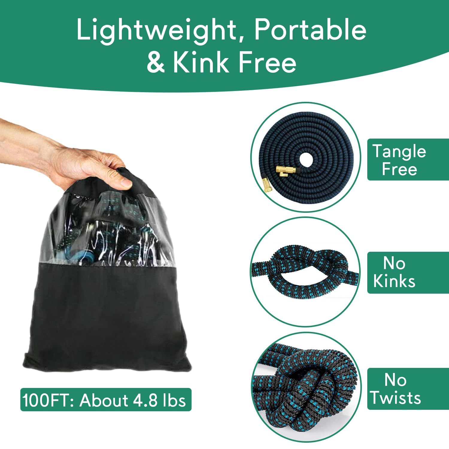 Linmdec Expandable Garden Hose 100ft with 10 Function Nozzle, 202 - Linmdec Official Product View 6