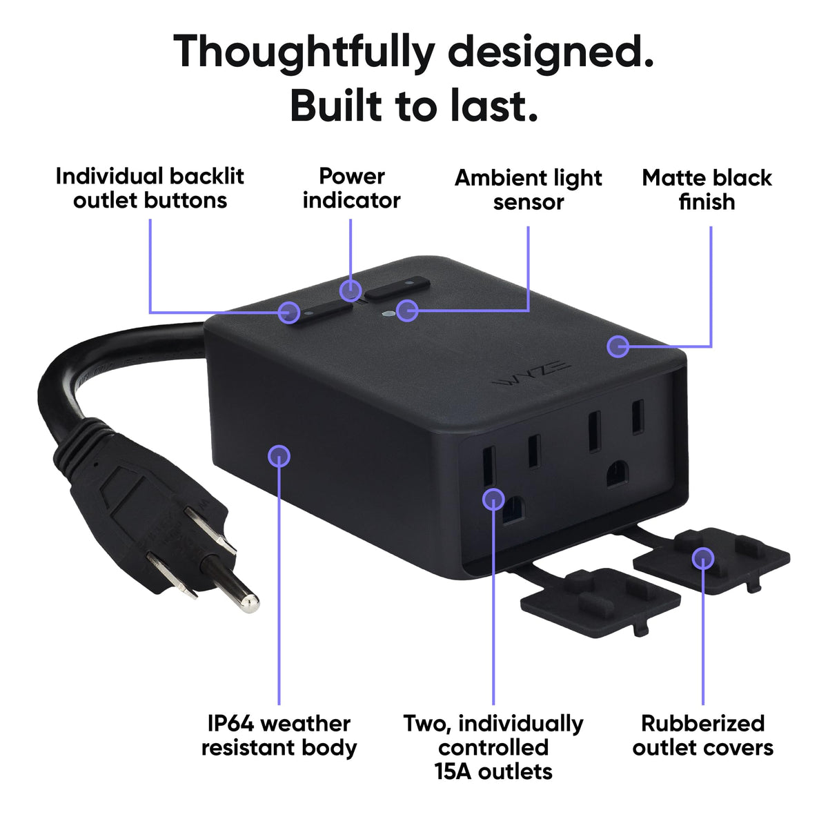 Wyze Plug Outdoor Dual Outlets Energy Monitoring IP64 2 4GHz - WYZE Official Imagery - 8