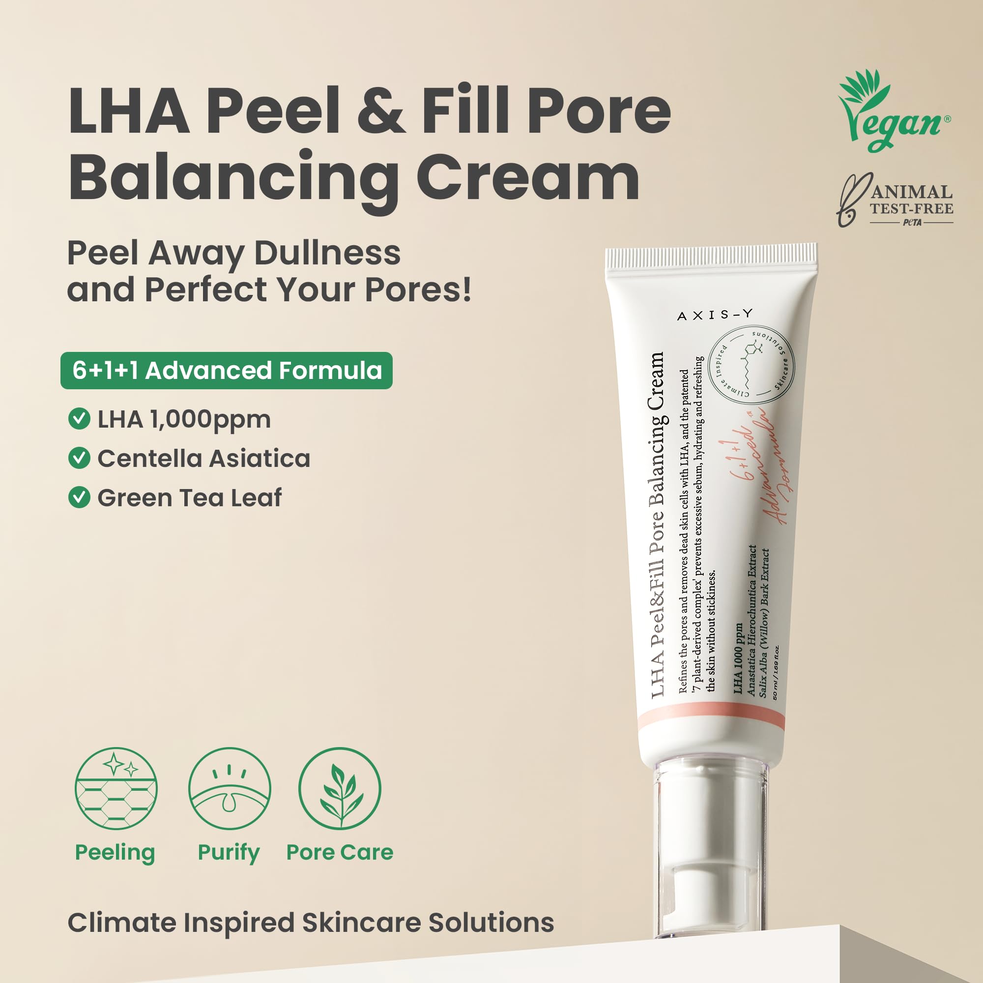AXIS-Y LHA Peel &amp; Fill Pore Balancing Cream, Korean Daily - AXIS-Y