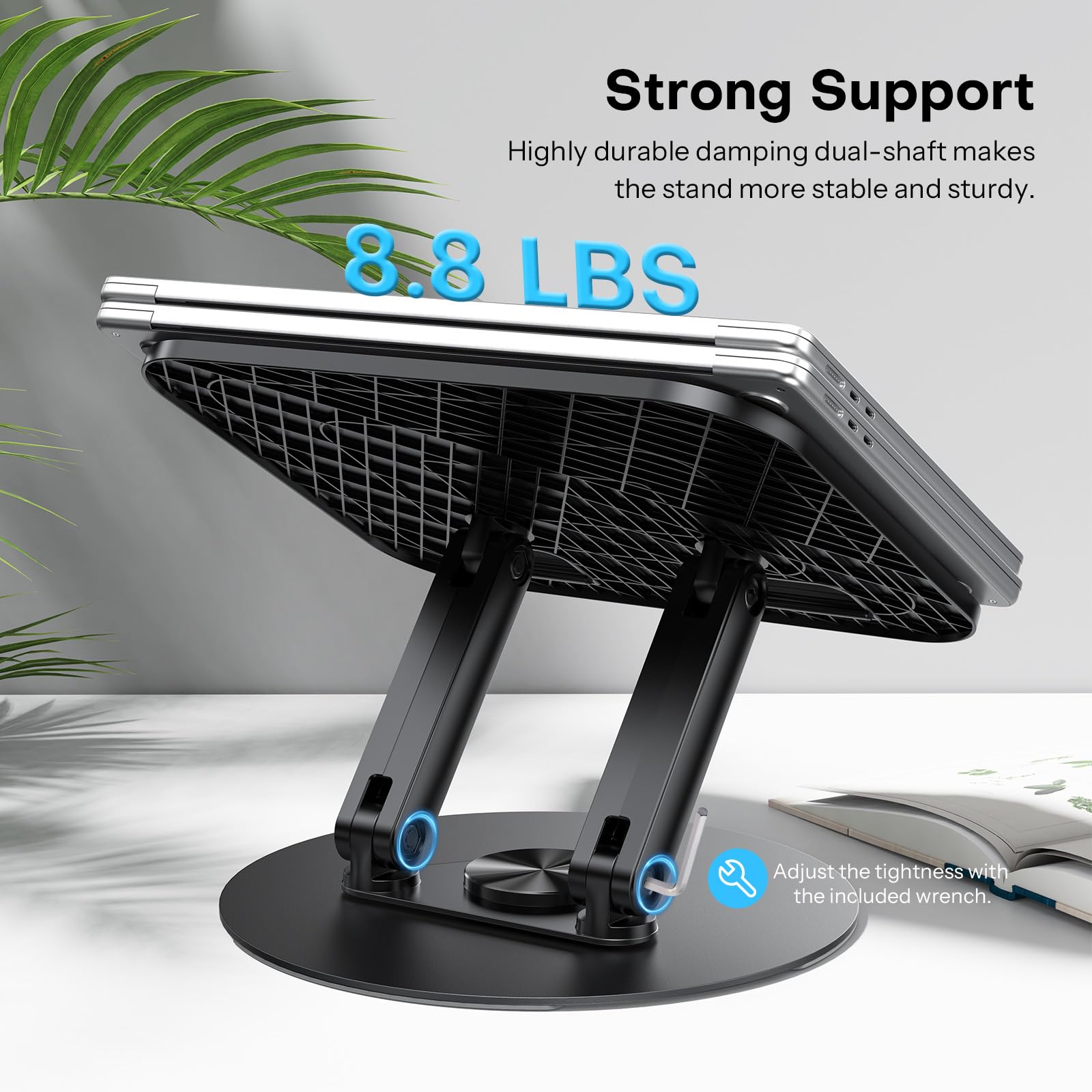 OMOTON Laptop Stand 360° Rotating Base 11–14" Black
