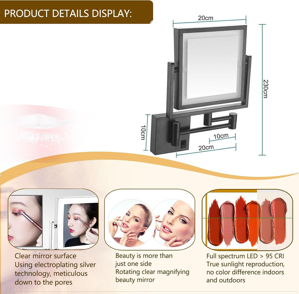 Wall Mounted Makeup Mirror with Lights Bathroom Beauty - Premium Selection Official Imagery - 7