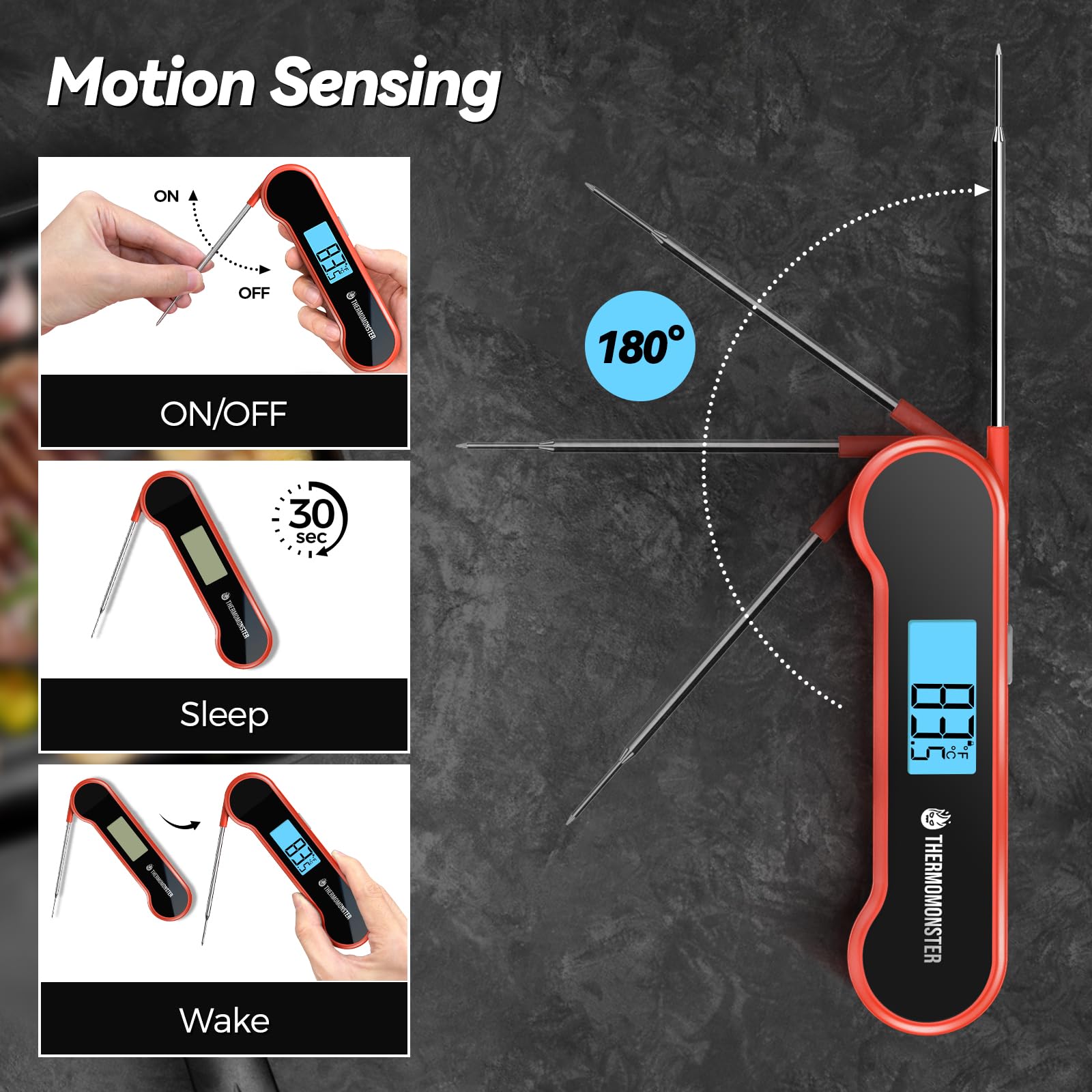 ThermoMonster 0.5 Sec Instant Read Meat Thermometer Digital for C by ThermoMonster - Angle View 7