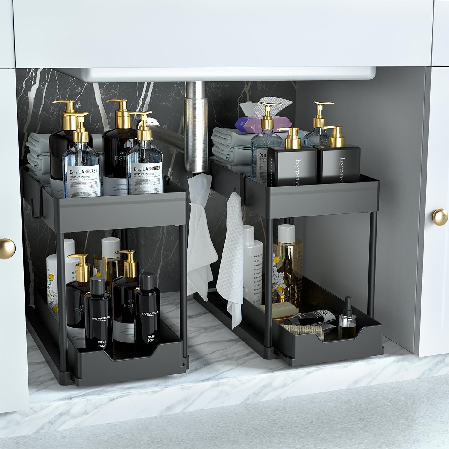 DEKAVA Under Sink Organizer 2 Pack, Bathroom Cabinet Organizer, 2 Tier Sl
