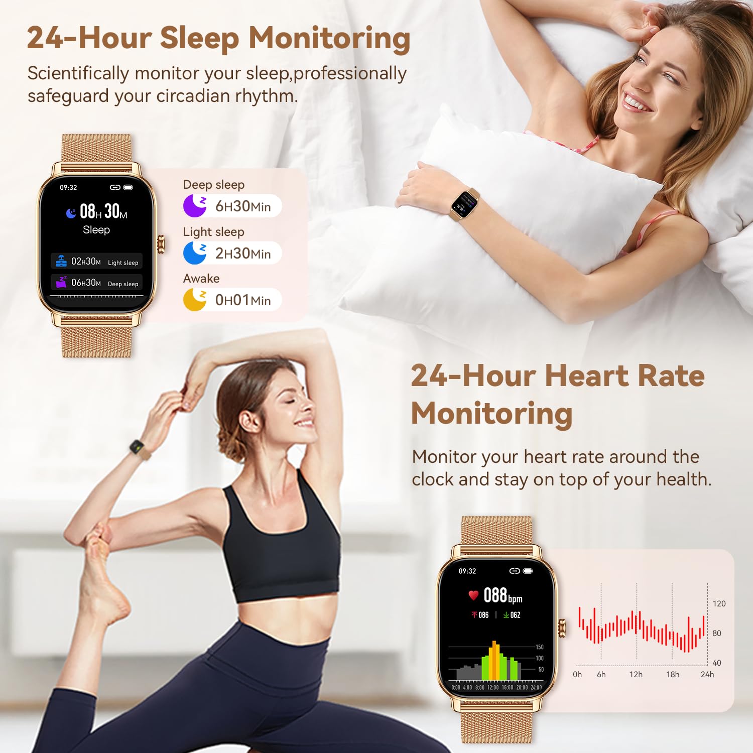 Kimeag Smart Watch for Women Fitness Tracker: Waterproof Make Answer C - View 3