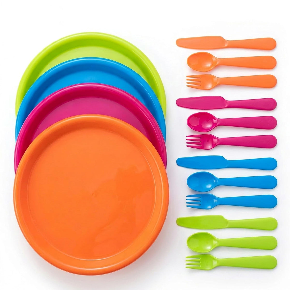Basicwise 16 Piece Reusable Plastic Dinnerware Set for 4 - Basicwise Official Imagery - 1