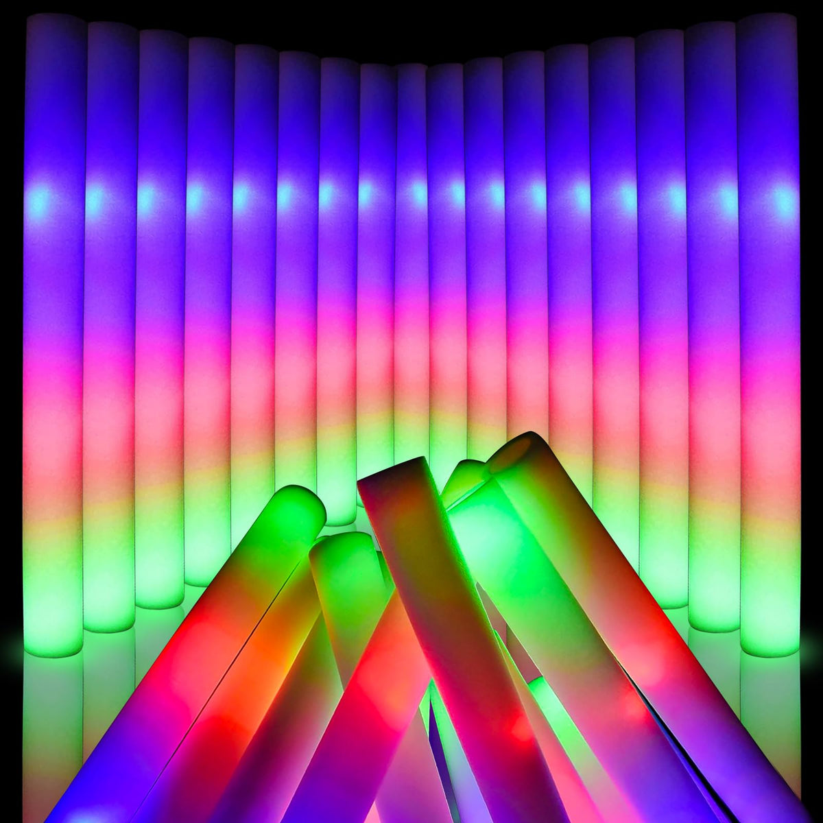 wellent 58 PCS LED Foam Glow Sticks Bulk Glow in the Dark - wellent Official Imagery - 1